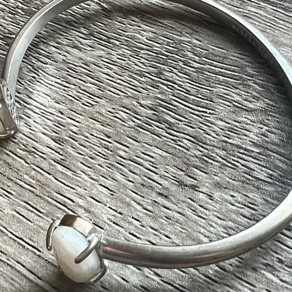 Kendra Scott signed silver Cuff Bracelet with White Stones - Picture 11 of 12